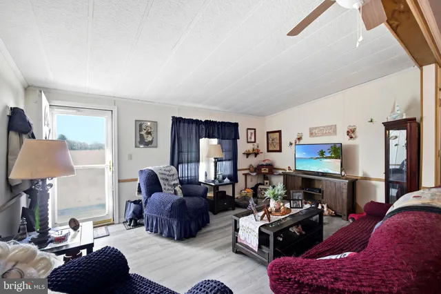 a living room with furniture and a lamp