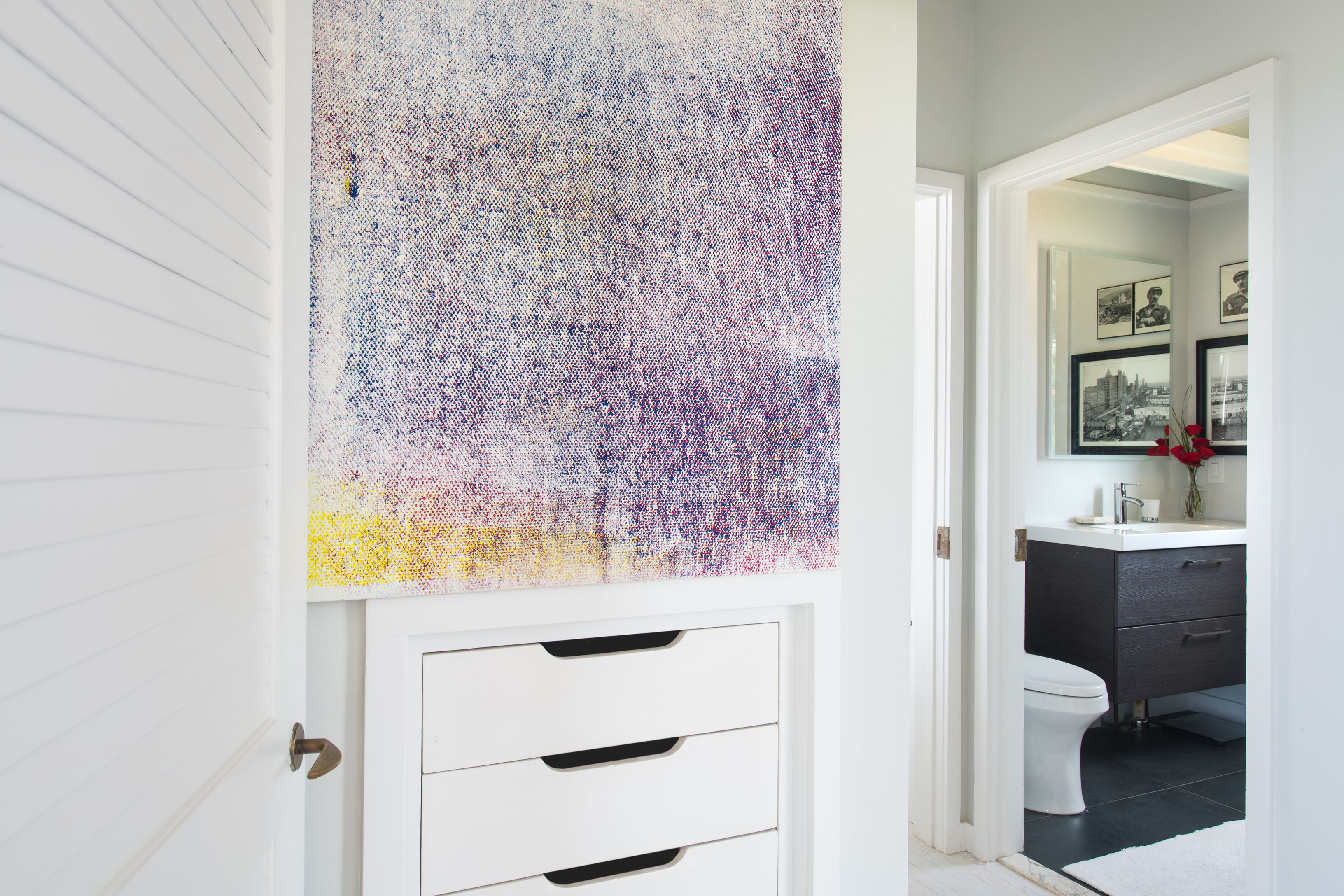 383 Cranberry Hole Road Amagansett, NY 11930 - Photo 2 of 32 a bathroom with a granite countertop sink and a mirror