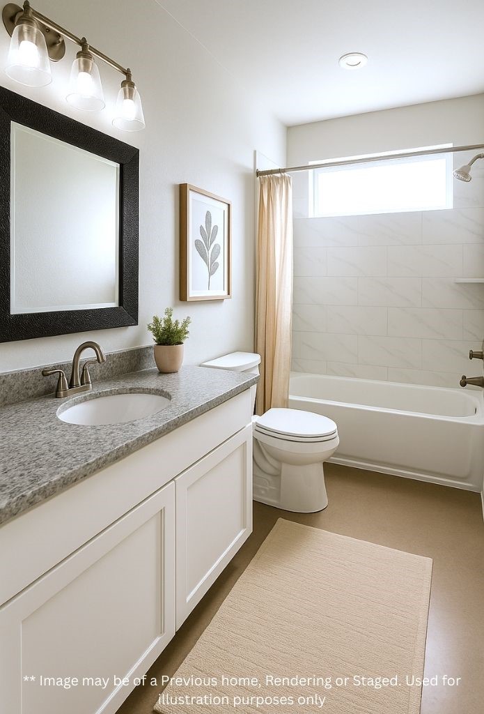 6 Greenway Drive Trinity, TX 75862 - Photo 20 of 28 a bathroom with a granite countertop sink a large mirror and a toilet