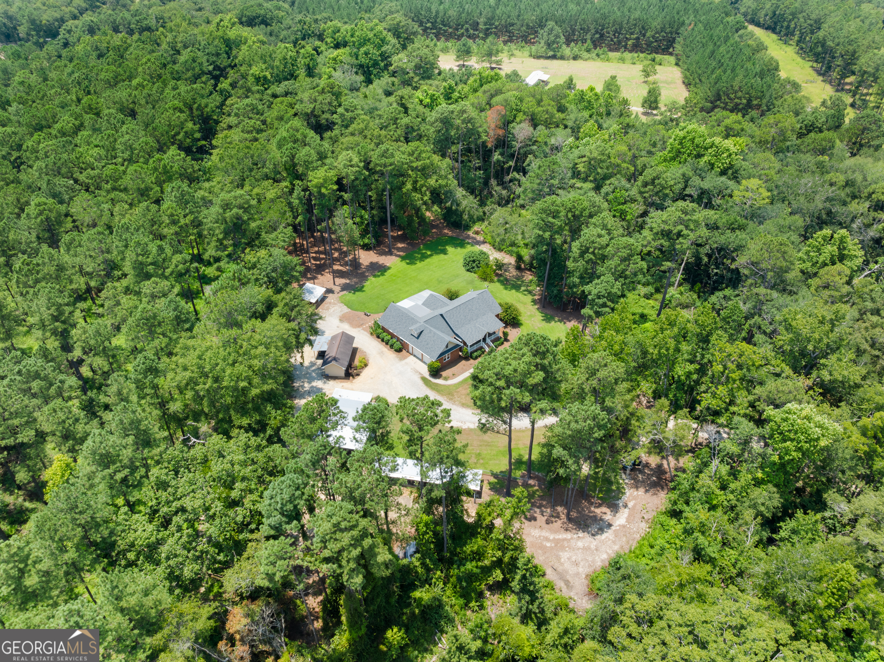 480 Best Bridge Road Sylvania, GA 30467 - Photo 49 of 57 an aerial view of residential house with outdoor space and trees all around