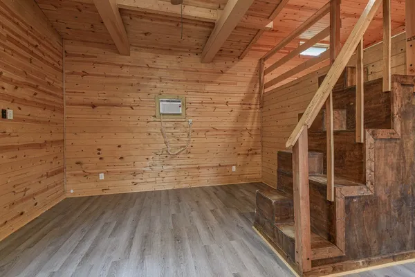 a view of a wooden door