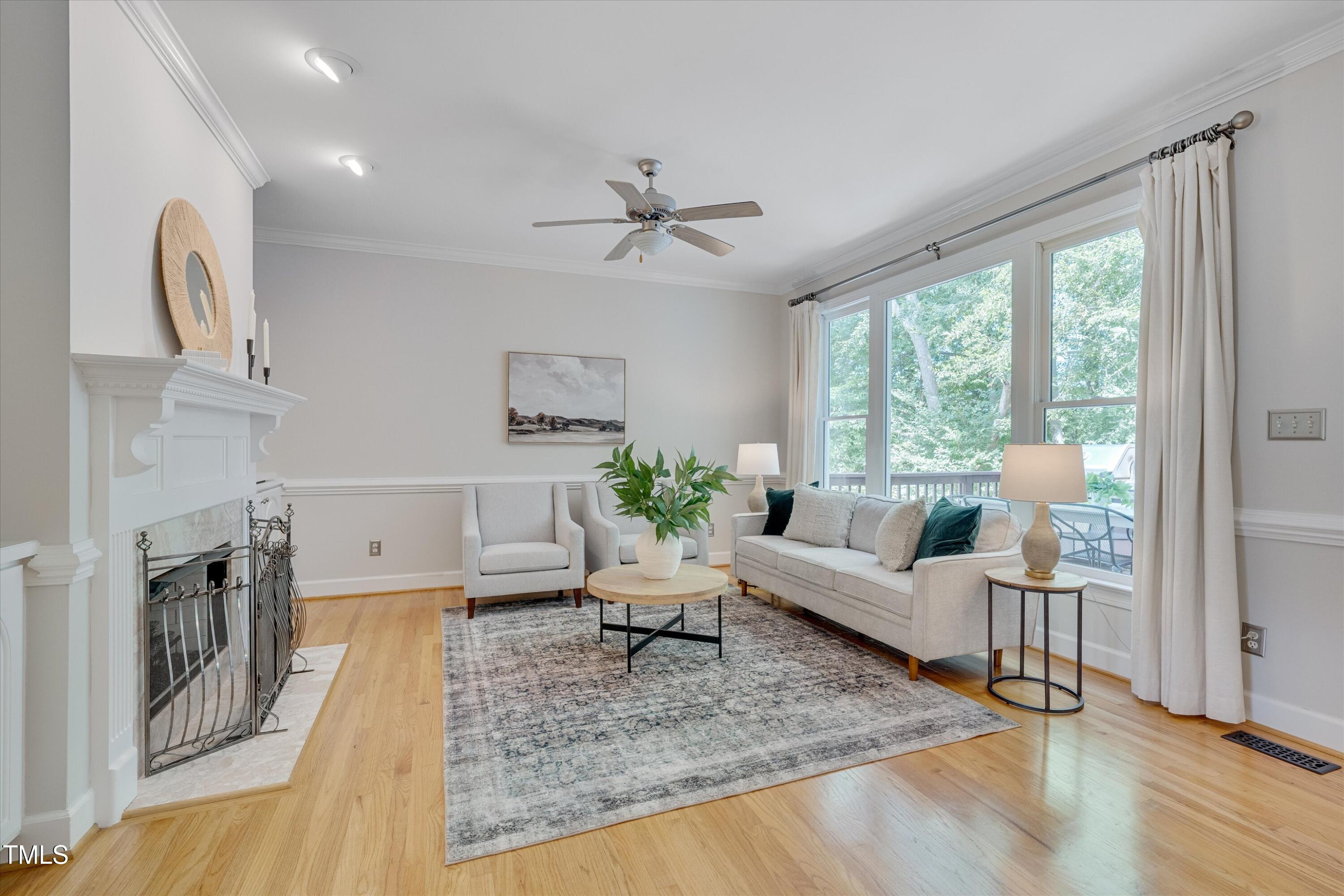 116 Ashworth Drive Durham, NC 27707 - Photo 13 of 60 a living room with furniture and a fireplace