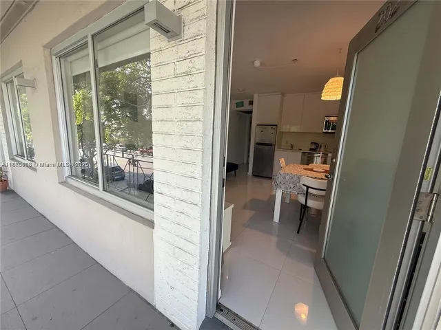 a view of a glass door