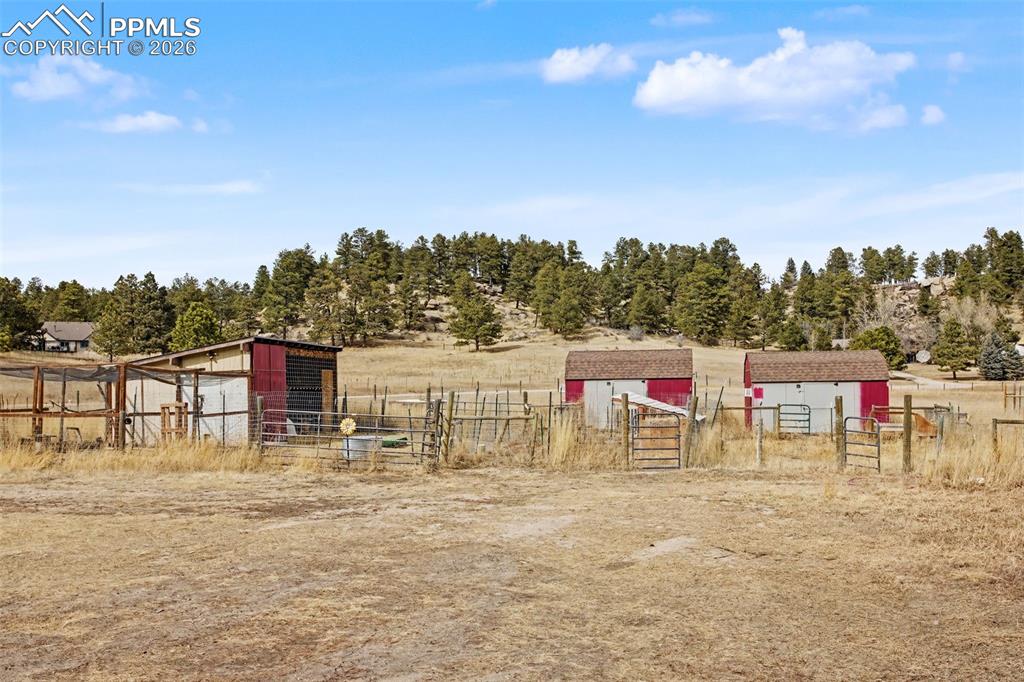 4944 Antelope Trail Elbert, CO 80106 - Photo 33 of 49 View of yard featuring an outdoor structure and a view of rural / pastoral area
