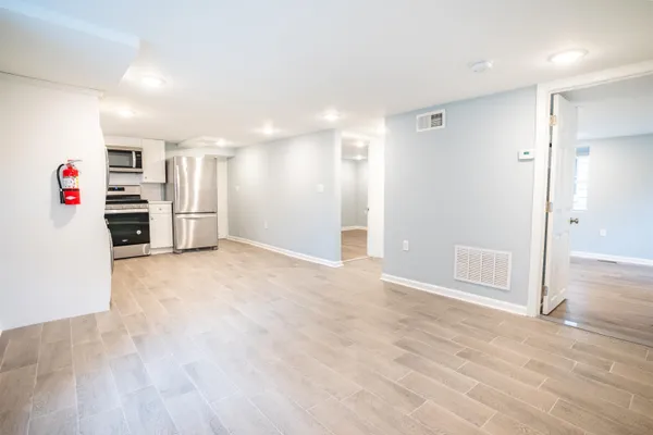 a view of a livingroom with an empty space