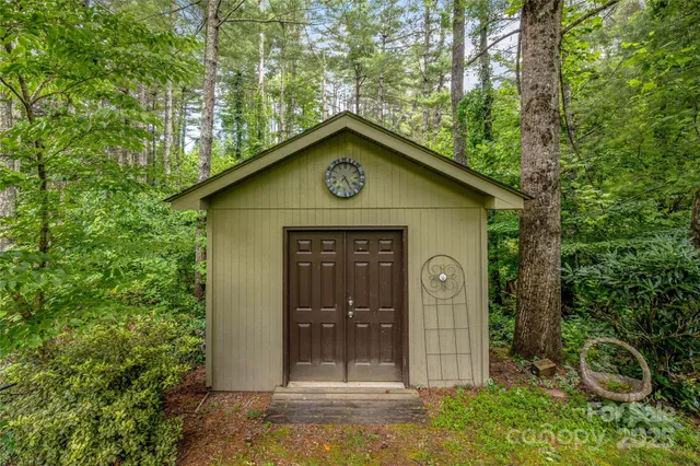a view of a trees in a yard