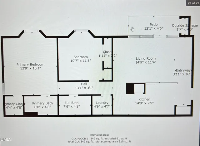a picture of a room with furniture and a potted plant