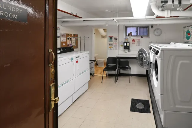 a view of a room with a window