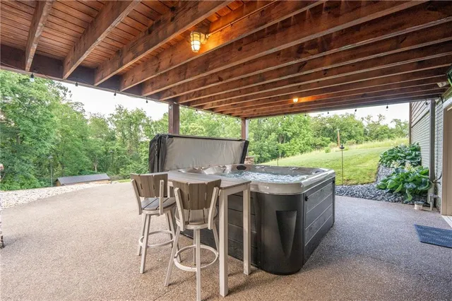 a view of an outdoor space and wooden floor