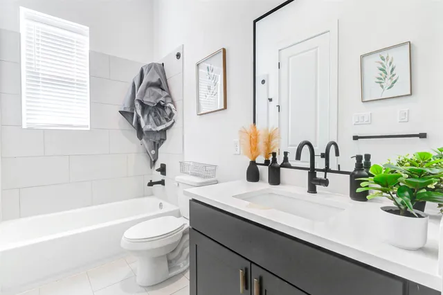 a kitchen with a sink and a potted plant