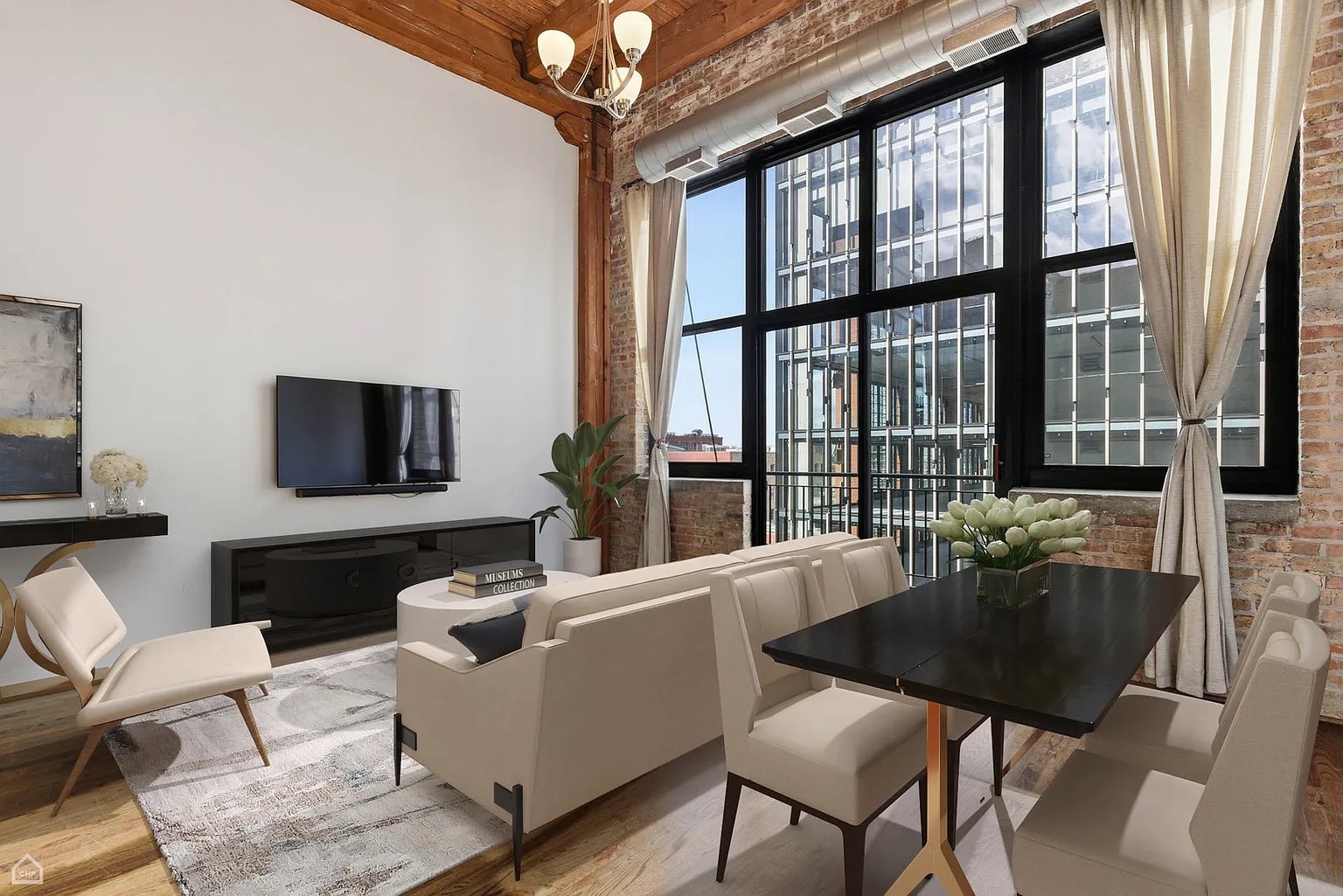 215 North Aberdeen Street, Unit 607B Chicago, IL 60607 - Photo 3 of 12 a living room with furniture and a flat screen tv