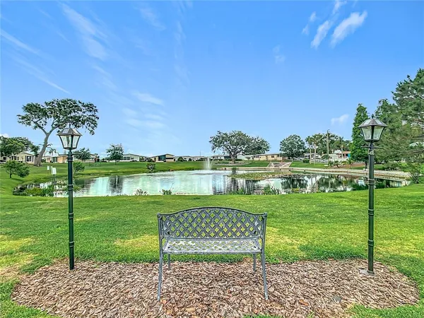 a view of a golf course with a garden