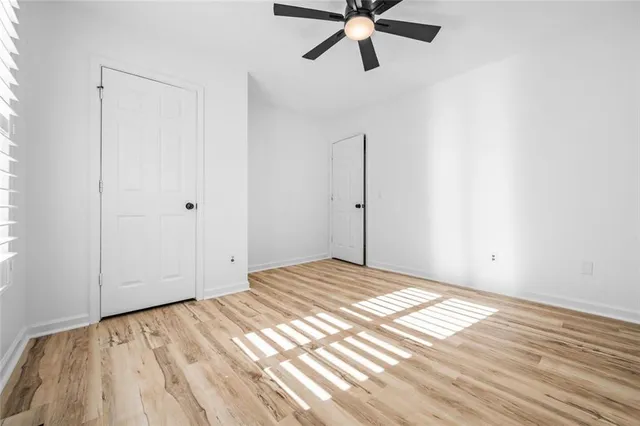 a view of a livingroom with a hardwood floor