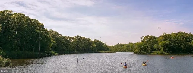 a view of a swimming pool with a yard