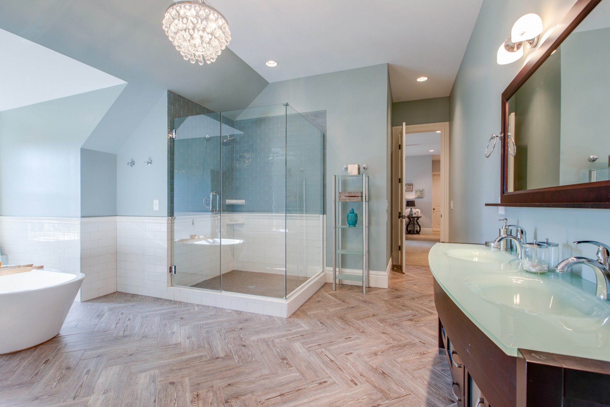 4200 Two Rivers Lane Franklin, TN 37069 - Photo 30 of 44 a large spacious bathroom with a tub shower and mirror