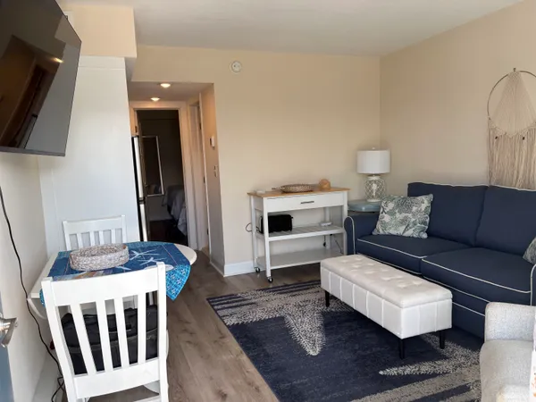 a living room with furniture or couch and a window