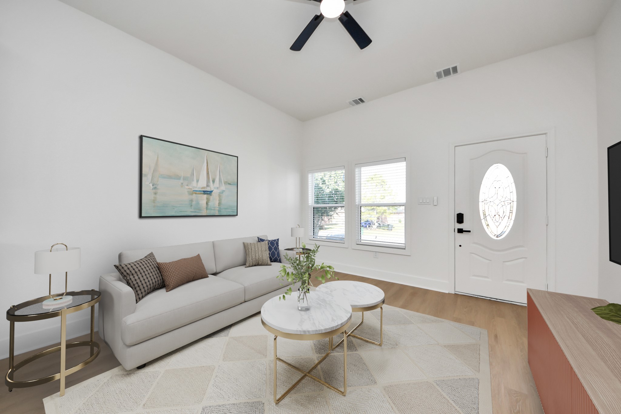 5226 Ricky Street Houston, TX 77033 - Photo 10 of 50 a living room with furniture a window and a potted plant