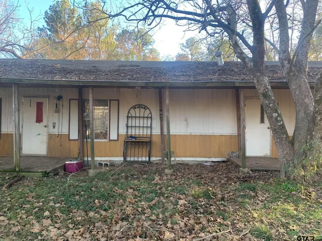 a view of a house with backyard and porch