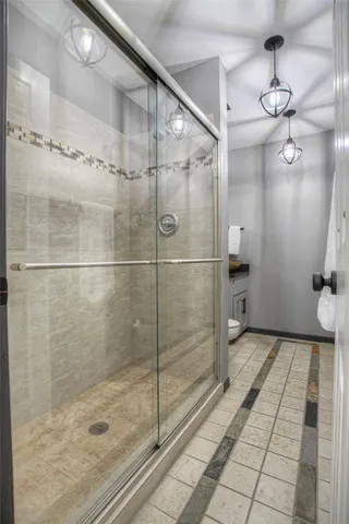 a bathroom with a shower
