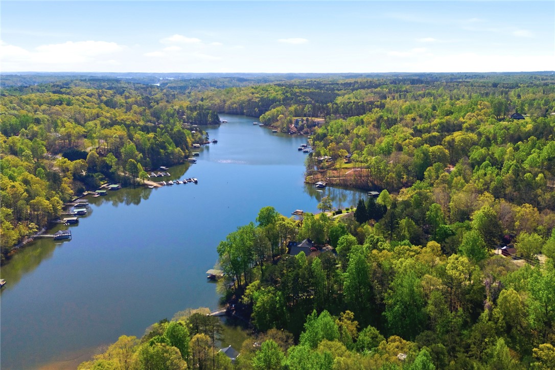 120 Farris Sandra Road West Union, SC 29696 - Photo 39 of 50 This aerial view showcases a vibrant waterfront community nestled within lush, expansive woodlands.
