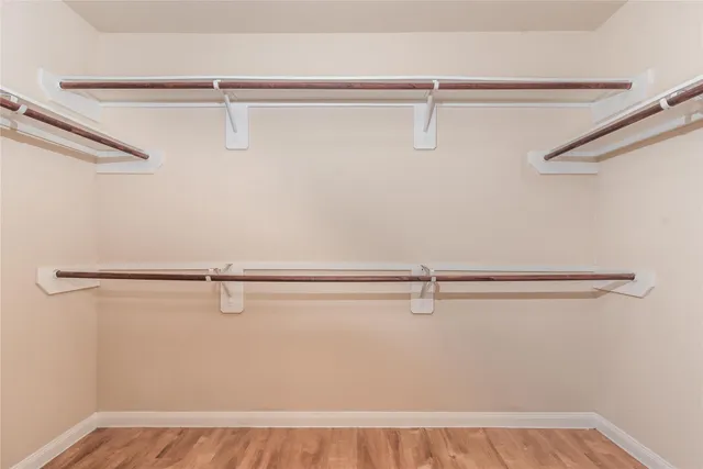 a view of a room with racks on the wall