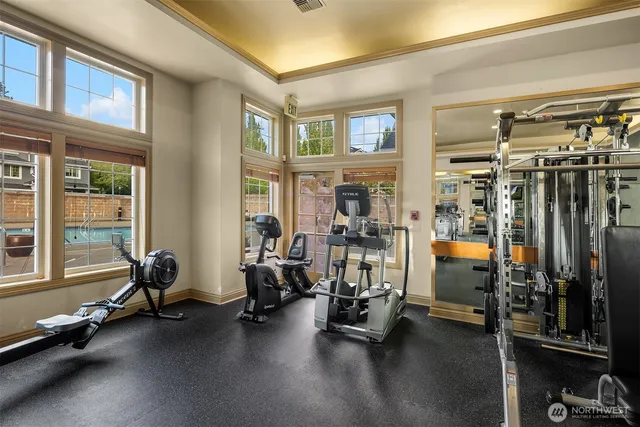 a view of a room with gym equipment