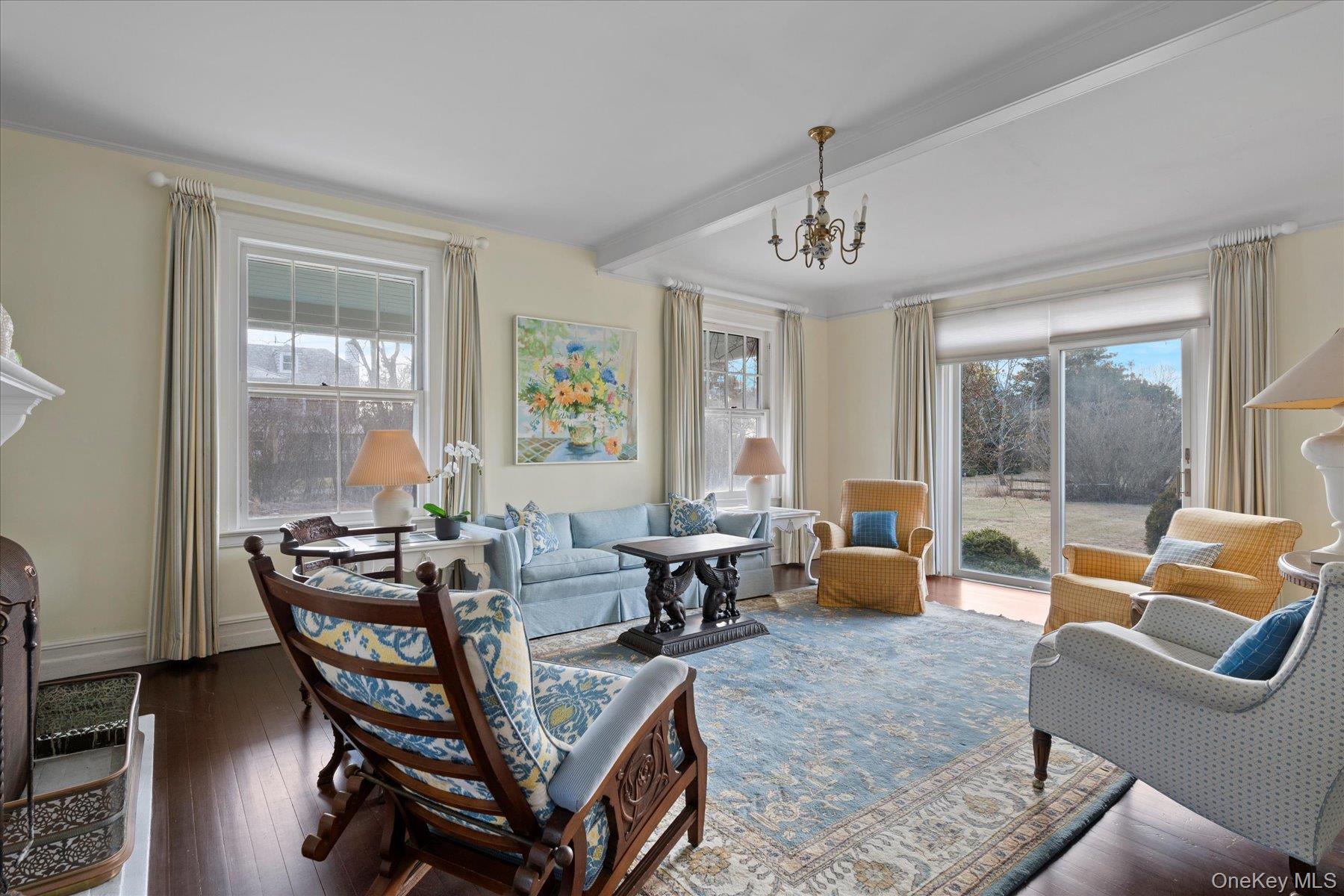 11 Shinnecock Road Quogue, NY 11959 - Photo 12 of 50 a living room with furniture a flat screen tv and a large window