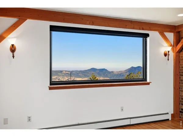 a view of a room with a window
