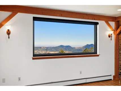 a view of a room with a window