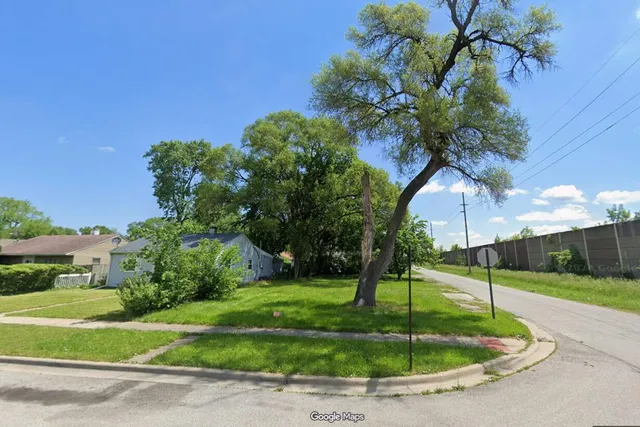 a swimming pool with lots of trees