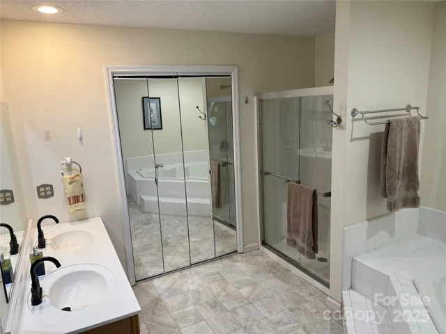 a bathroom with a sink and a shower