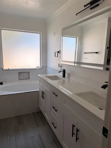 a bathroom with a sink and a bathtub