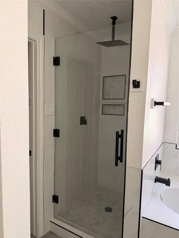 a bathroom with a shower