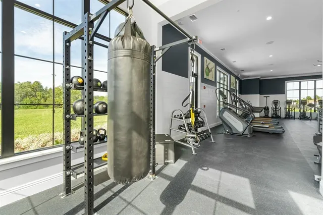 a view of a room with gym equipment
