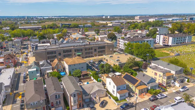 a view of a city and lake