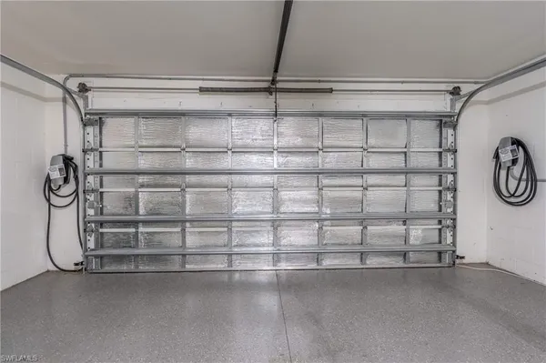 a view of a room with racks on the wall