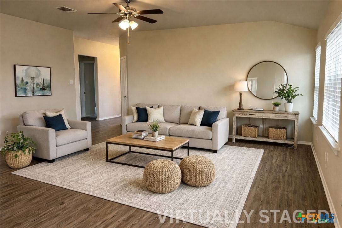 a living room with furniture