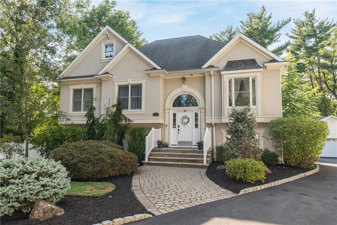 View of front of home with a garage