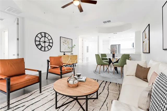 a living room with furniture