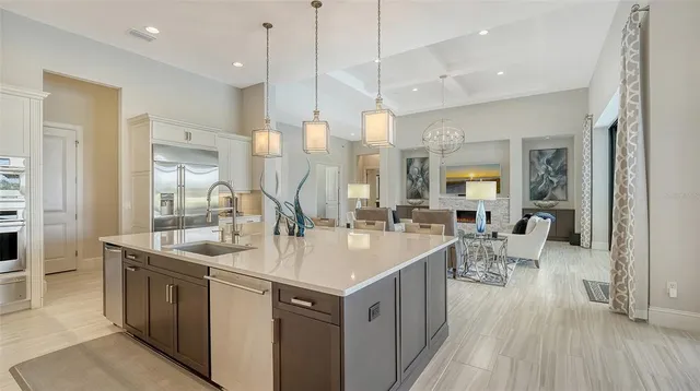 a bathroom with a double vanity sink a mirror and a shower