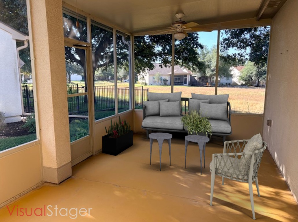 318 Crockett Loop Georgetown, TX 78633 - Photo 14 of 29 a balcony with furniture and a potted plant