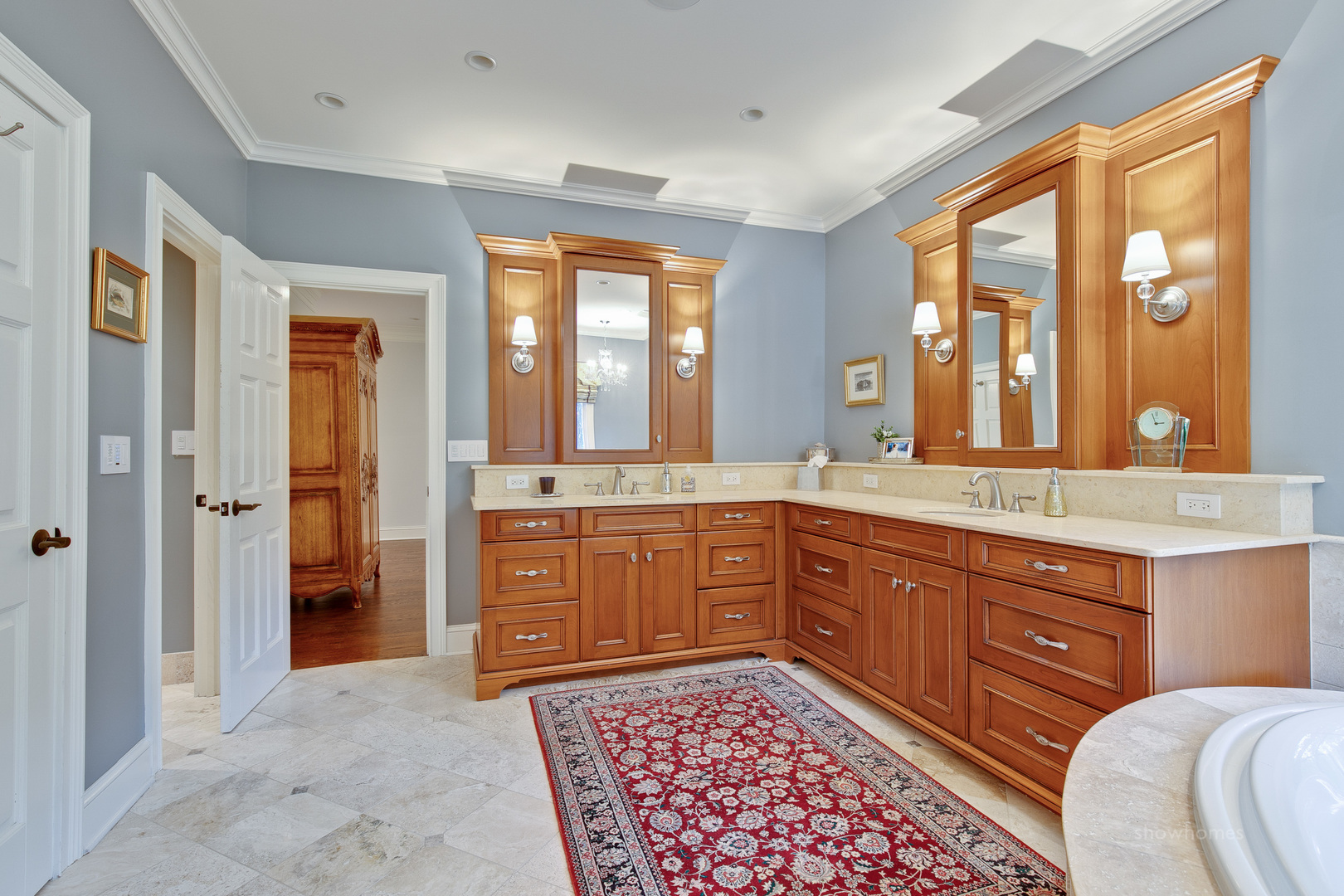433 South Ridge Road Lake Forest, IL 60045 - Photo 23 of 49 a spacious bathroom with a granite countertop tub and a sink
