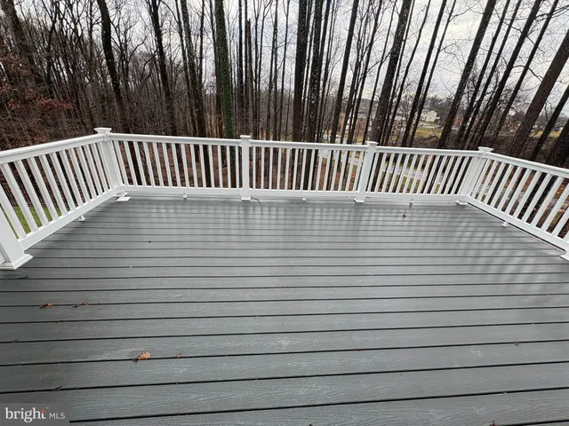 a view of a wooden balcony