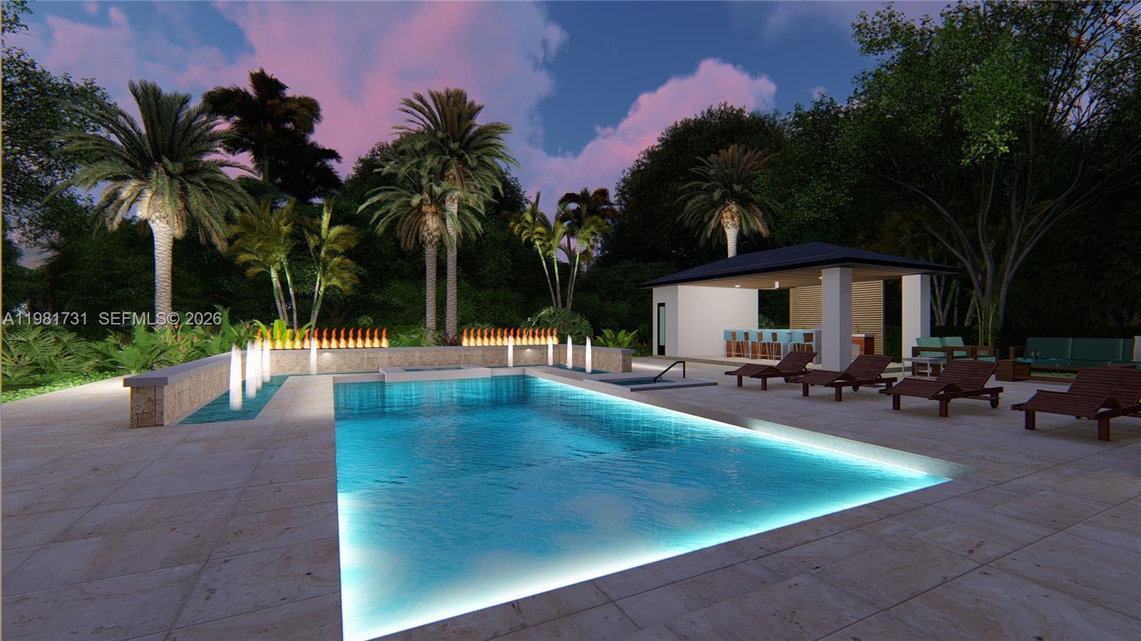 8045 Southwest 128th Street Pinecrest, FL 33156 - Photo 5 of 11 a view of a swimming pool with chairs in patio