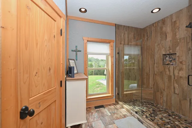 a bathroom with a shower