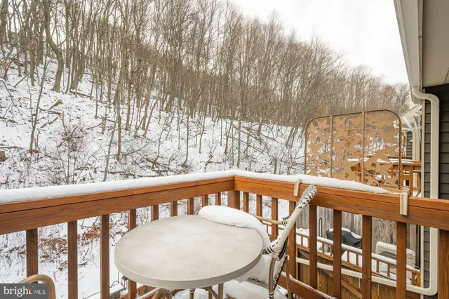 a garden with a bench and some trees