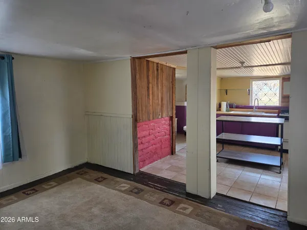 a dining room with furniture