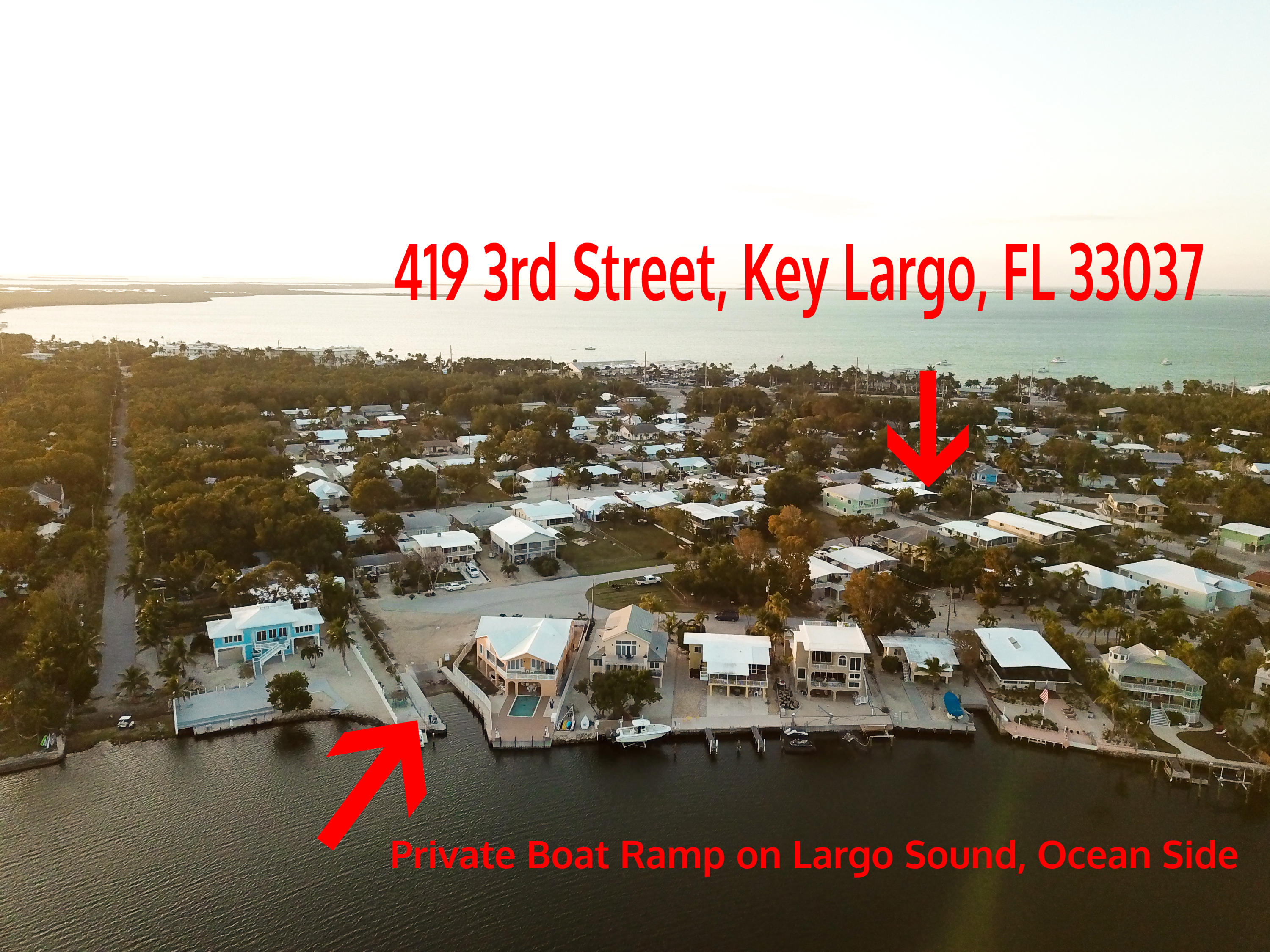 419 3rd Street Key Largo, FL 33037 - Photo 7 of 40 Aerial with Boat Ramp