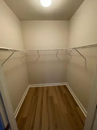 a view of a room with racks on the wall