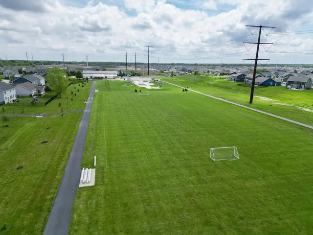 an aerial view of a house